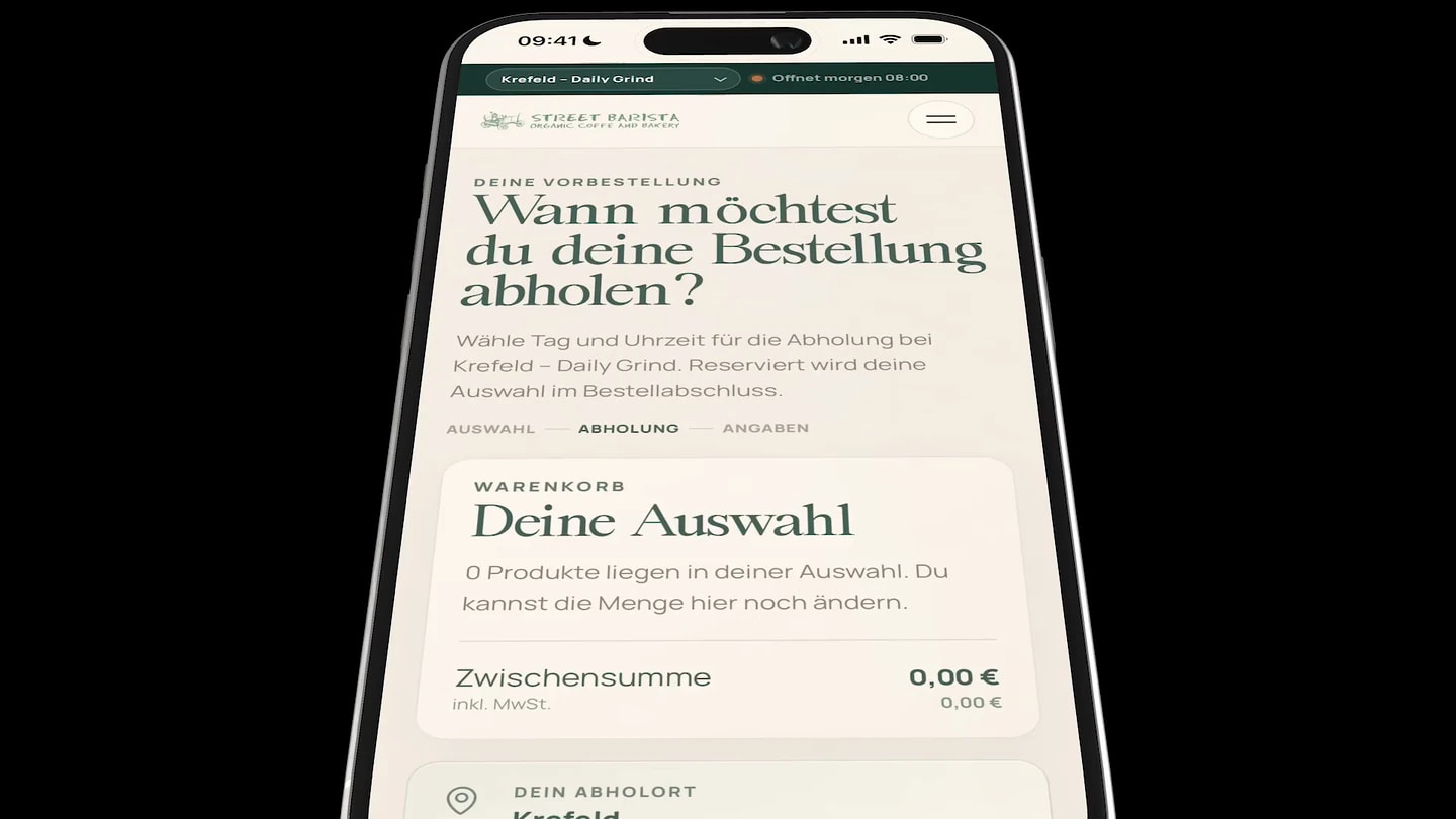 Abholung auf dem Smartphone wählen