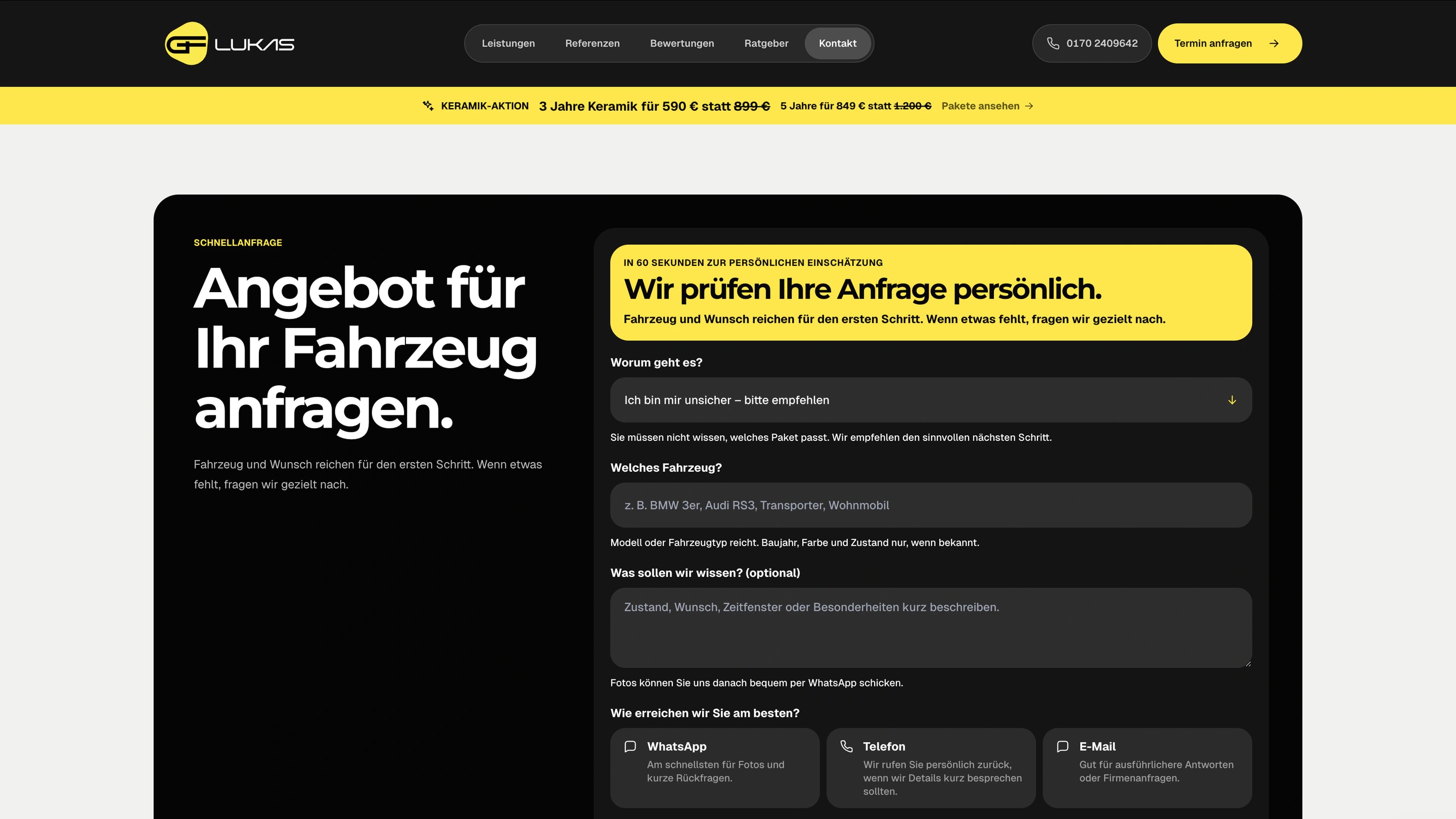 Vom Angebot zur persönlichen Anfrage